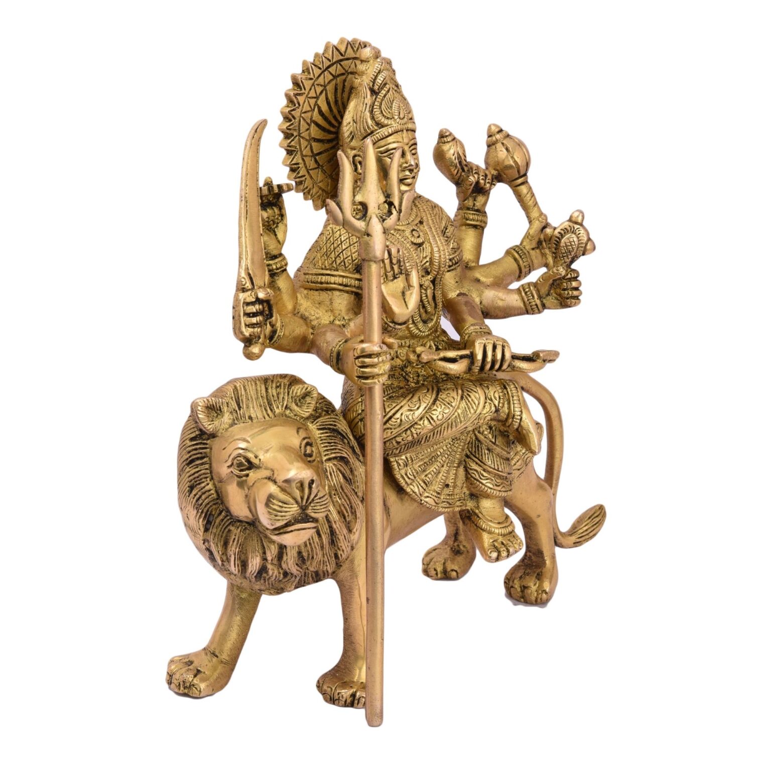 Buy Aadhya Shakti Goddess Ambe Maa Brass Sit On Lion For Handicraft Art