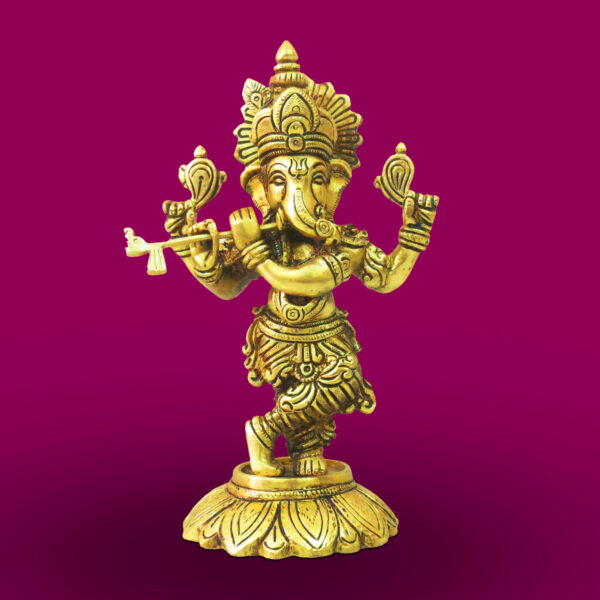 Brass Murli Ganesha Idol