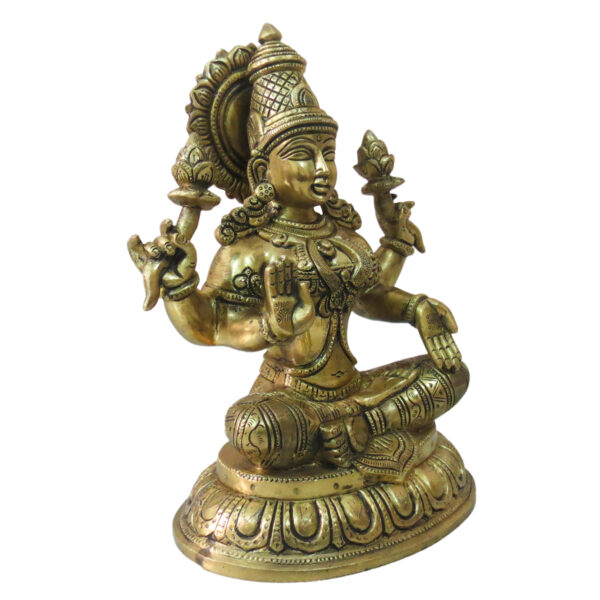 Brass Goddess Lakshmi Sitting Statue