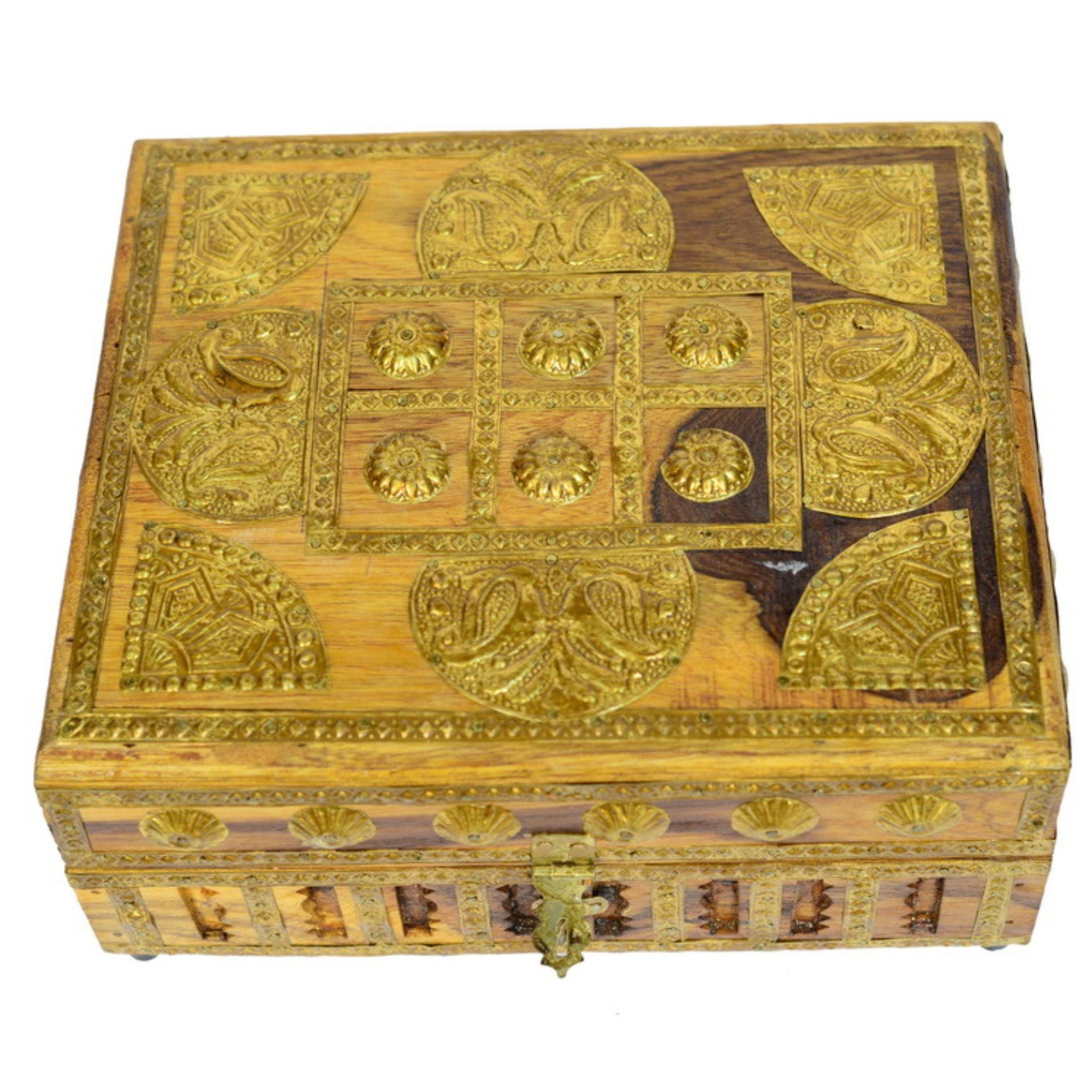 Buy Kalarambh Bharat Haat Yellow Brass Incense Storage Box