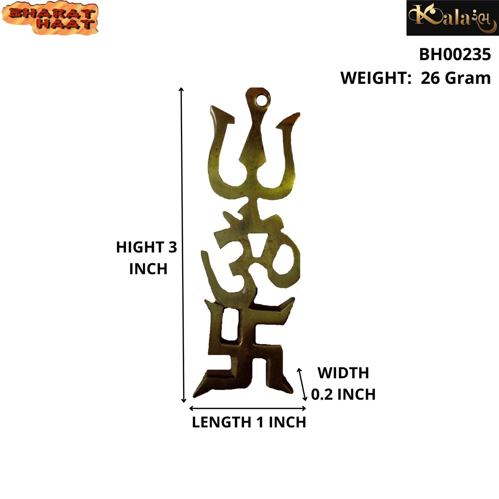 Om Trishul small Hanging BH00235_S SIZE VIEW