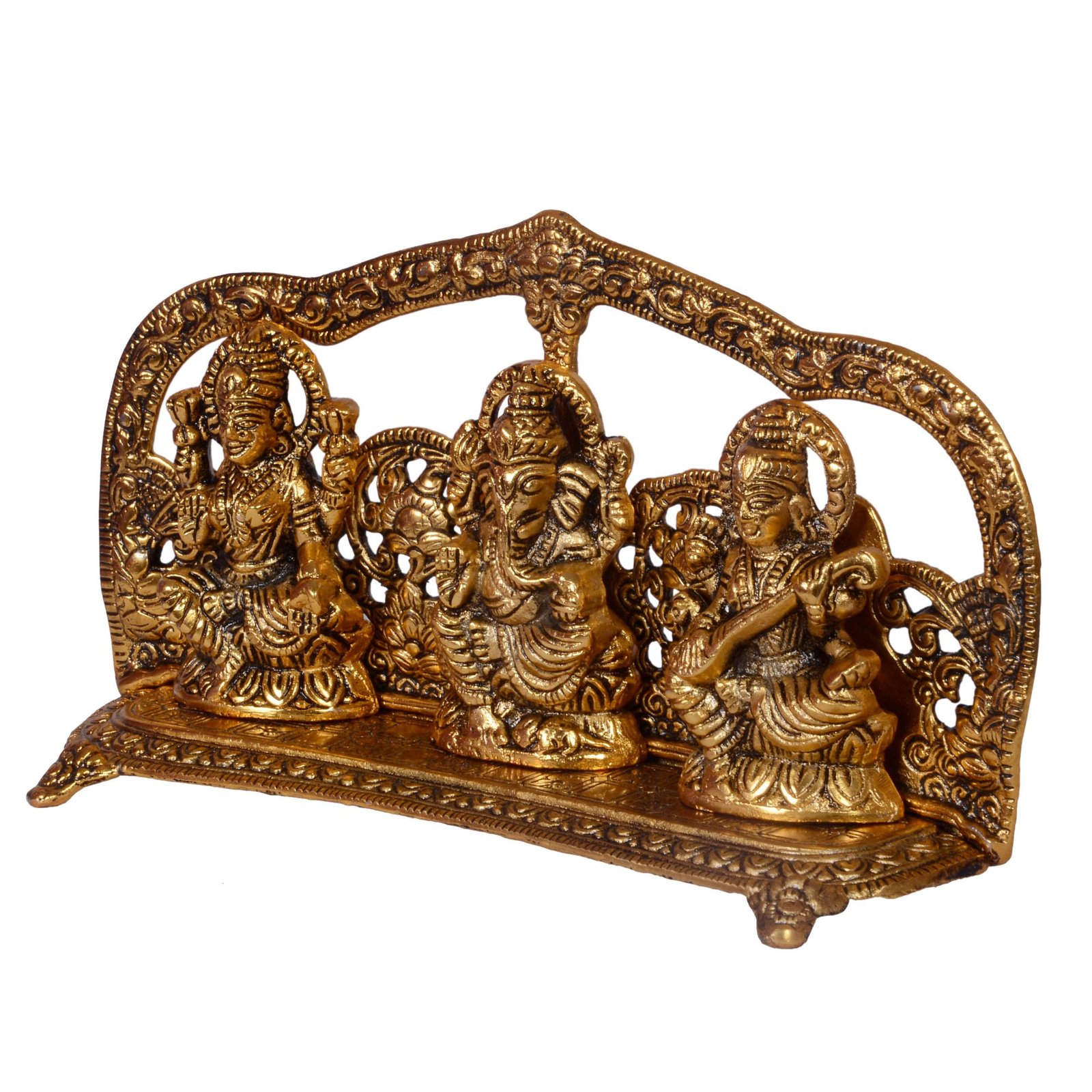 Ganesha-Lakshmi-Saraswati Side View Ganesha-Lakshmi-Saraswati