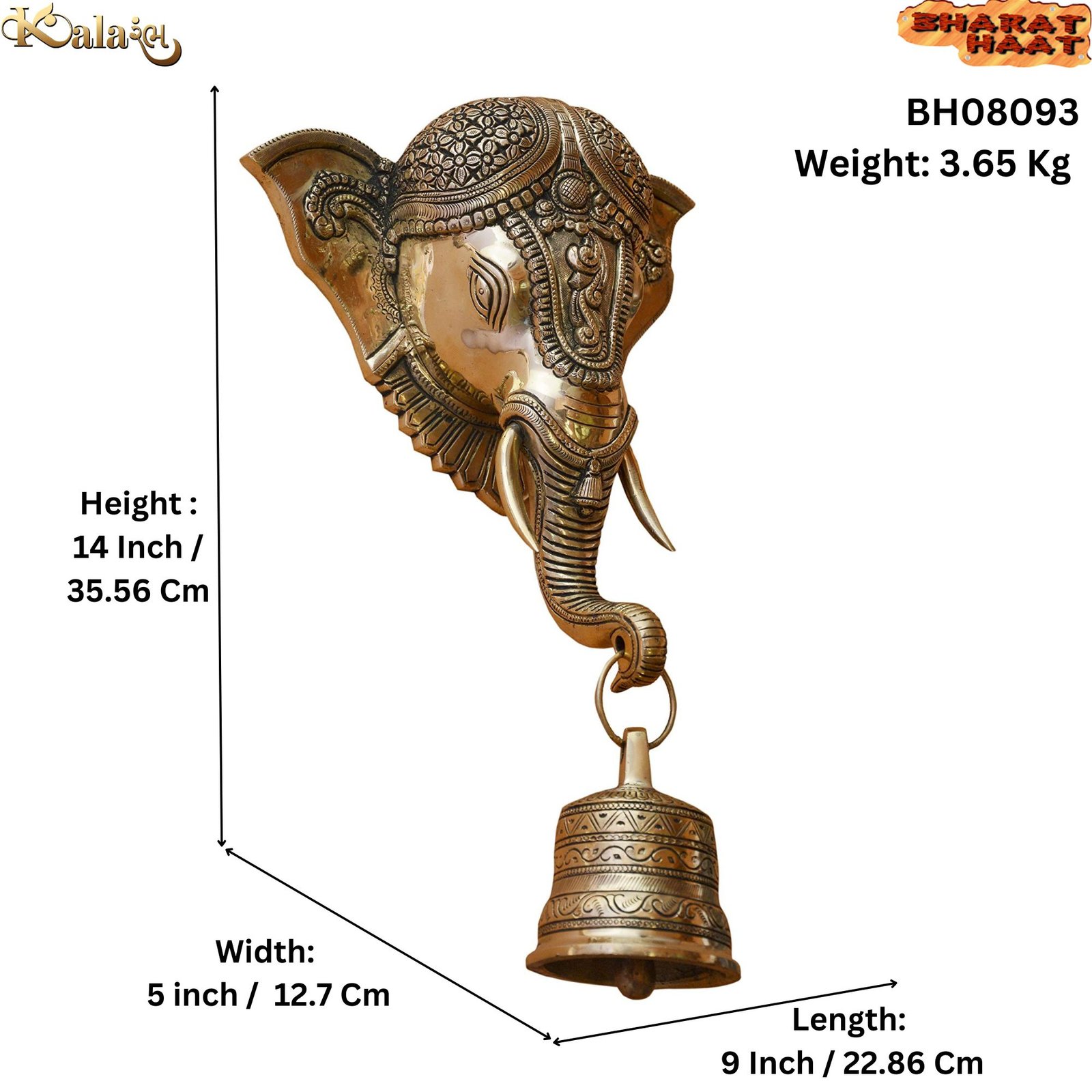 BH06771_S Elephant face bell hanging