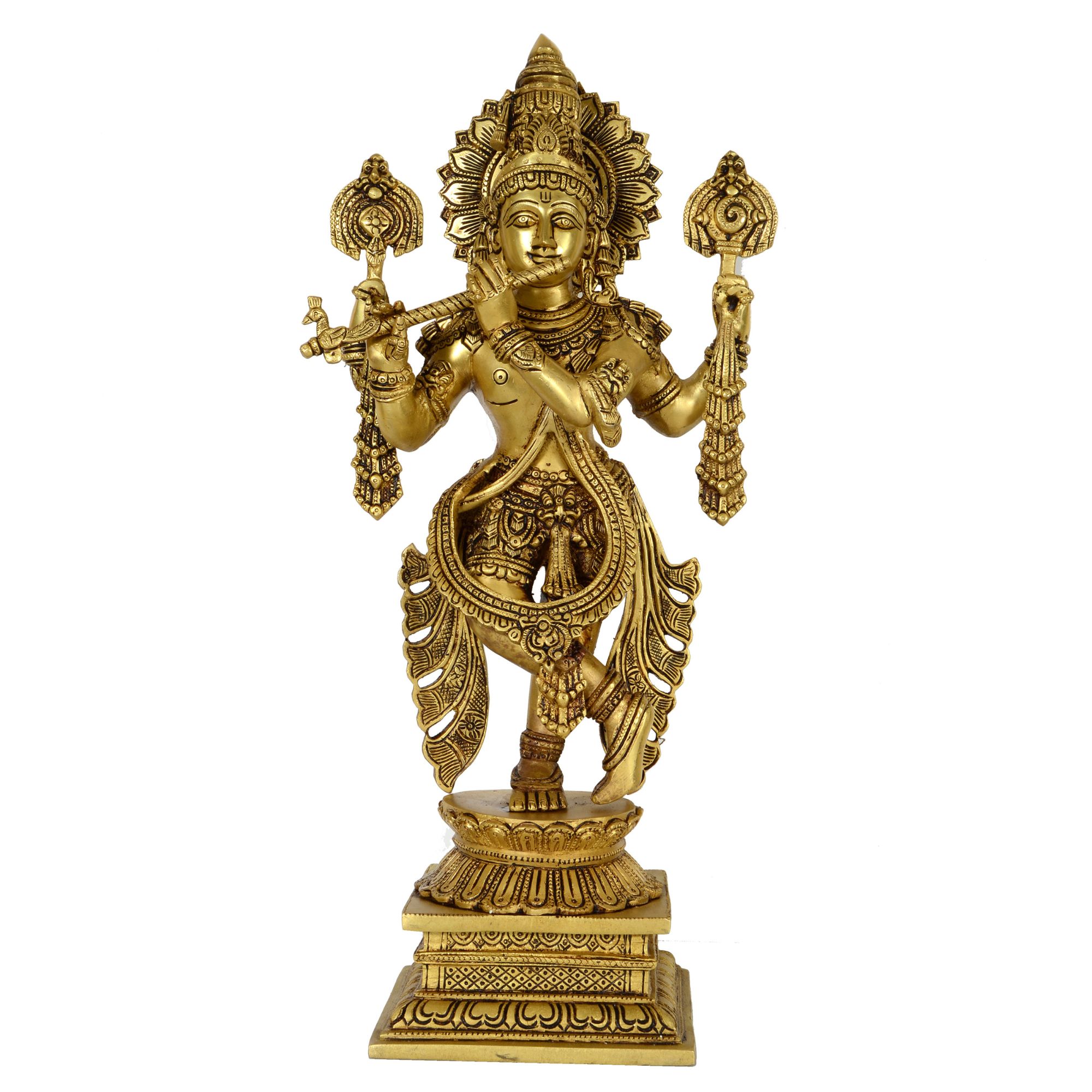 Buy Krishna Chaturbhuja Brass For Collectible Handicraft Art By