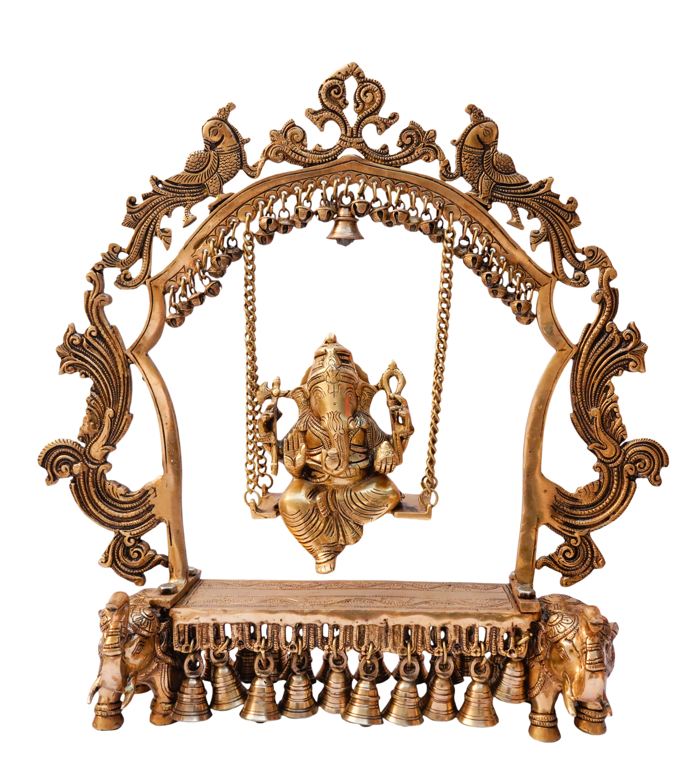 Brass Ganesha on Jhula Sitting Medium Size