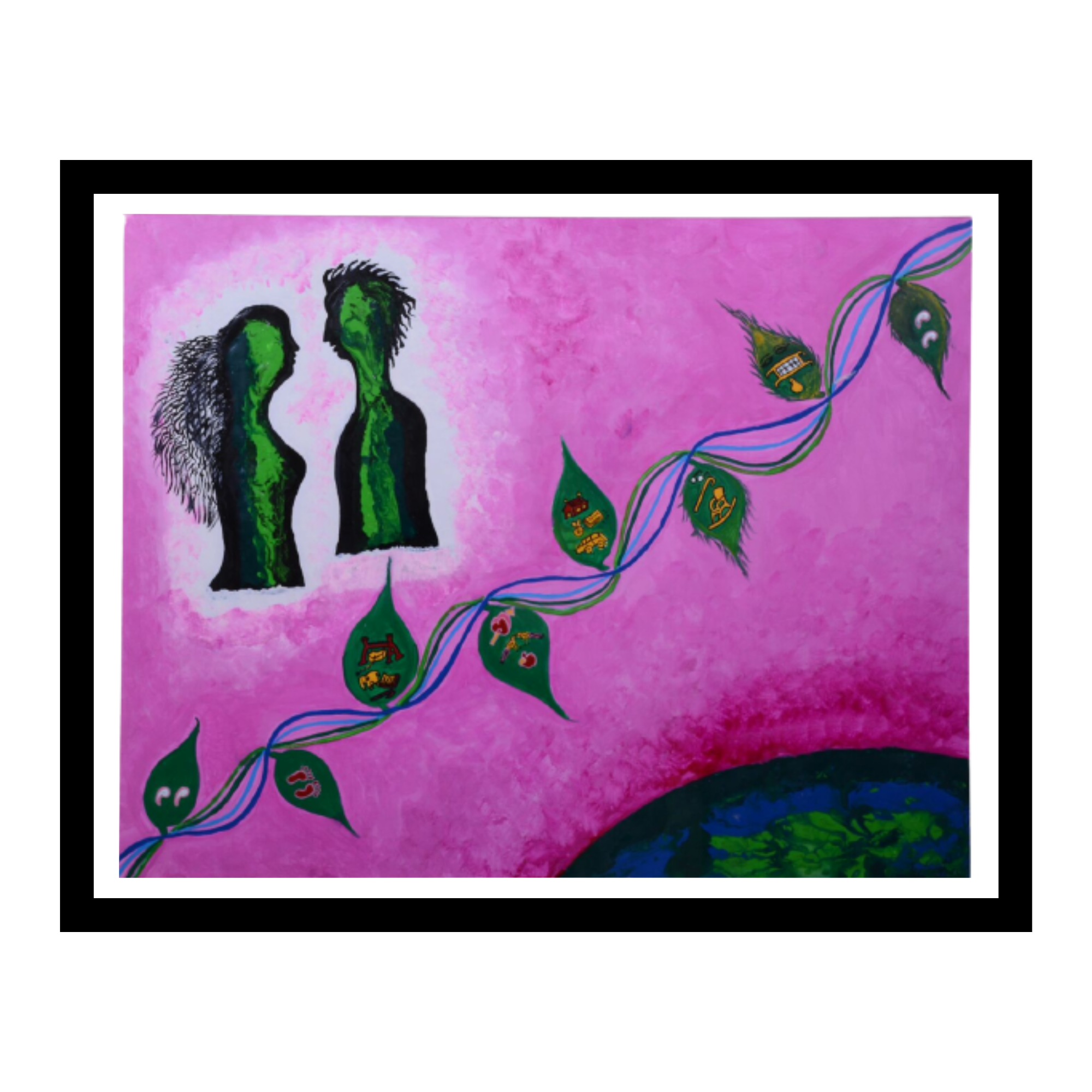 Buy Life Leaves Acrylic Colours Painting With White Mount