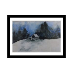 Snow House Acrylic Colours Painting