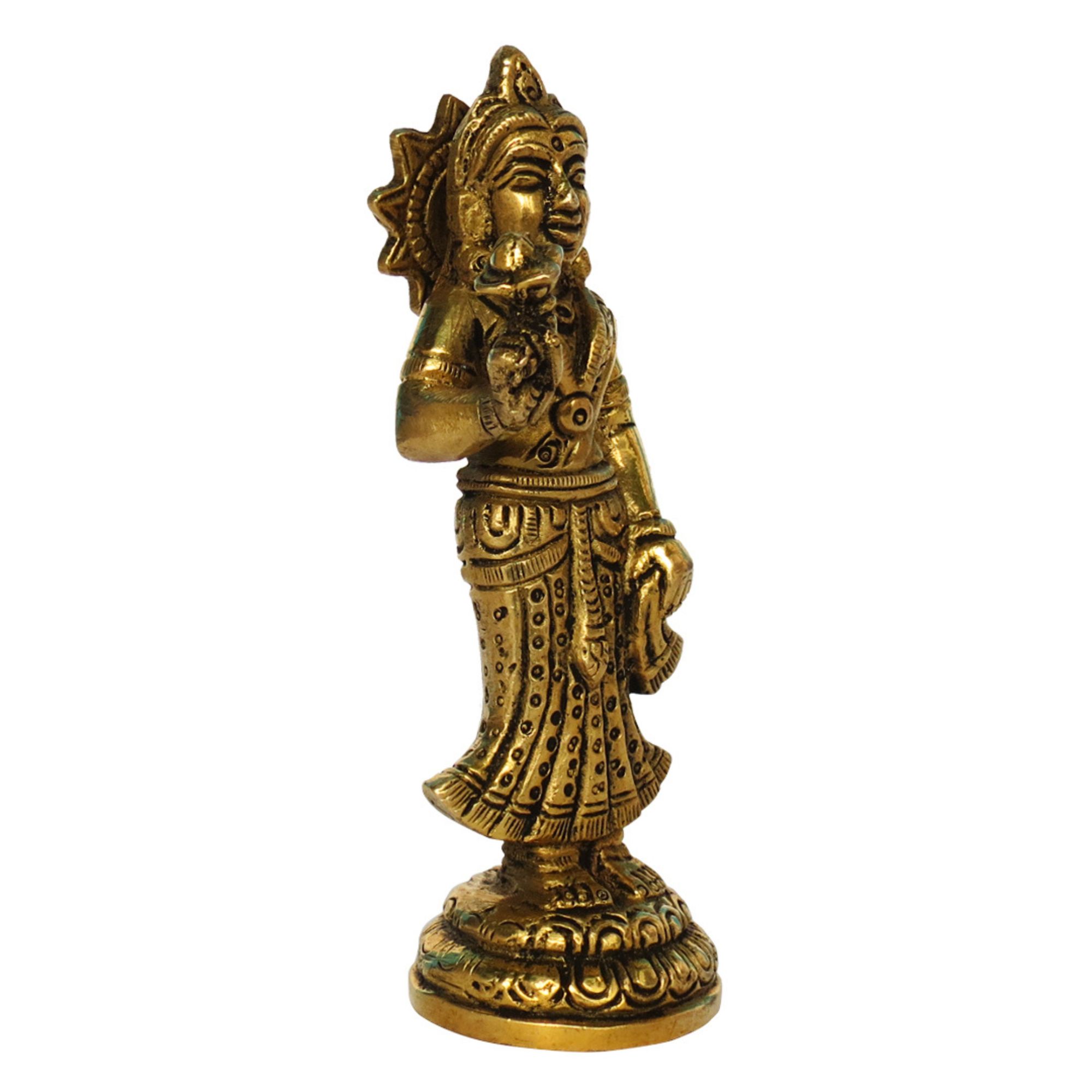 Brass Radha Idol Side View Brass Radha Idol
