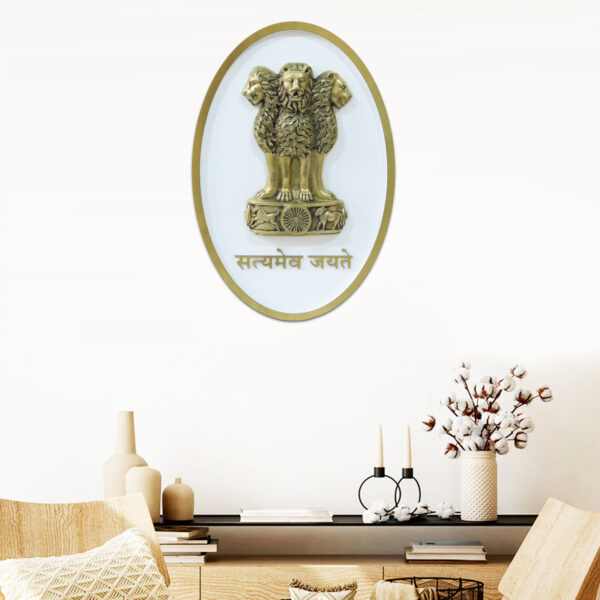 Brass Ashoka Stambh in Frame Wall Hanging BHF07626_N