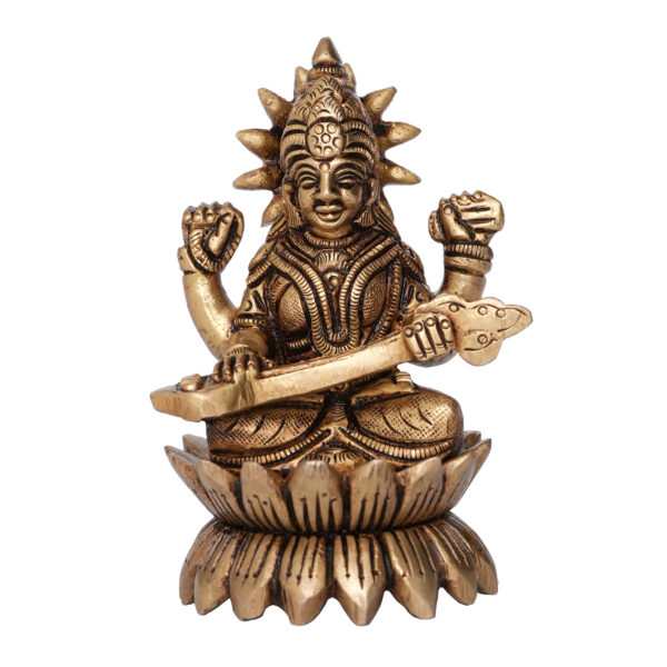 Brass Saraswati maa 3.5 Inch KBH09814