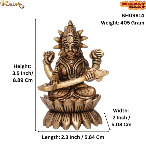 Brass Saraswati maa 3.5 Inch KBH09814