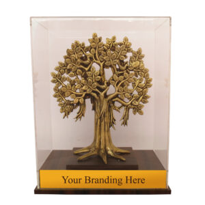 Brass, wood Table Standing Tree Memento 12.8 Inch KBHM07330