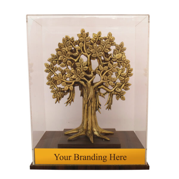 Brass, wood Table Standing Tree Memento 12.8 Inch KBHM07330