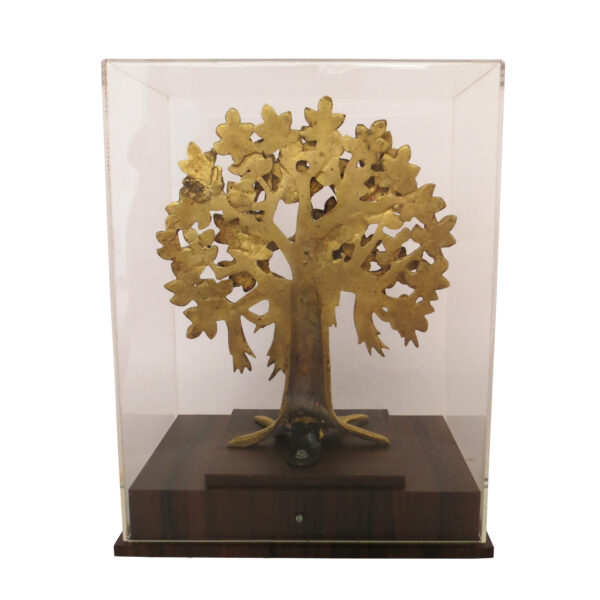 Brass, wood Table Standing Tree Memento 12.8 Inch KBHM07330