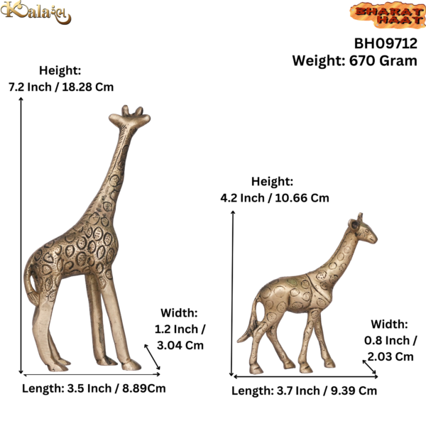 Brass Mother and Child Giraffe 7.2 Inch KBH09712