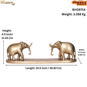 Brass Elephant on Plate 4.5 Inch KBH09714
