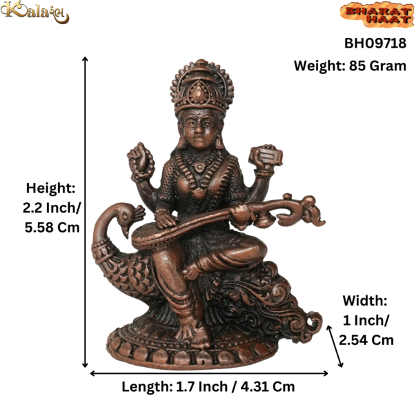 Copper Saraswati maa 2.2 Inch KBH09718