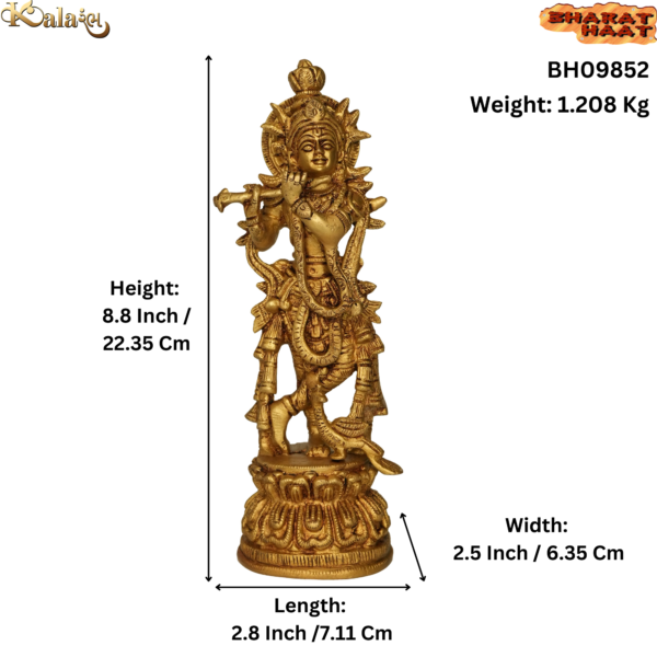 Brass Krishna 8.8 Inch KBH09852