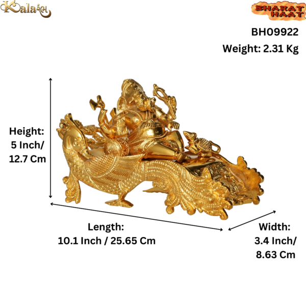 Brass Gold Plated Ganesha 5 Inch KBH09922