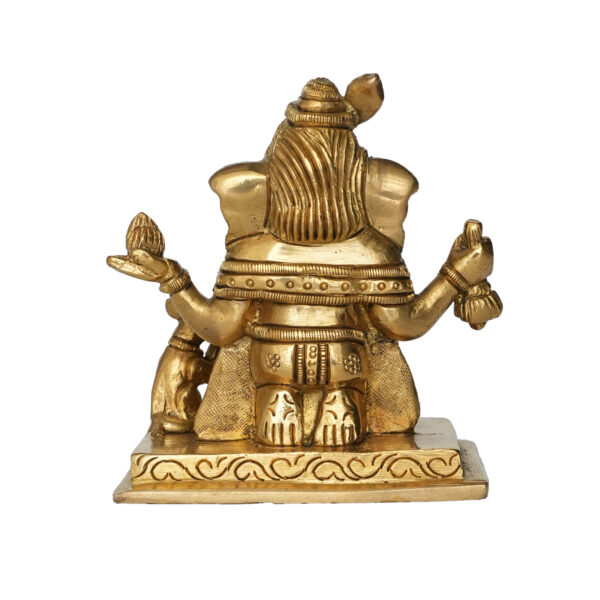 Brass Ganapati Worshipping Shivalinga 3.8 Inch KBH09936