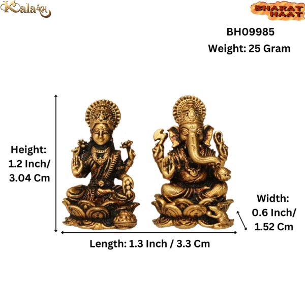 Brass GAnesha & lakshmi 1.2 Inch KBH09985