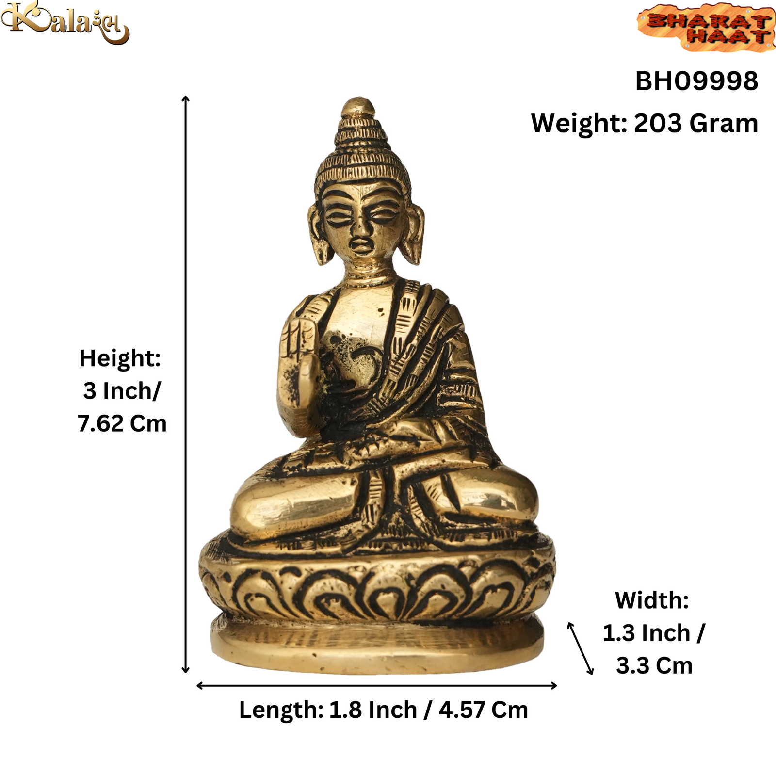 Brass Budhha 3 Inch KBH09998 Brass Budhha 3 Inch KBH09998