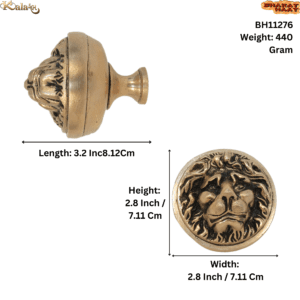 Brass Lion Door Handle 2.8 Inch KBH11276