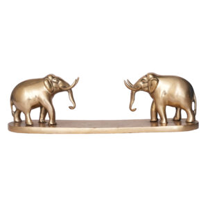 Brass Elephant on Plate 4.5 Inch KBH09714