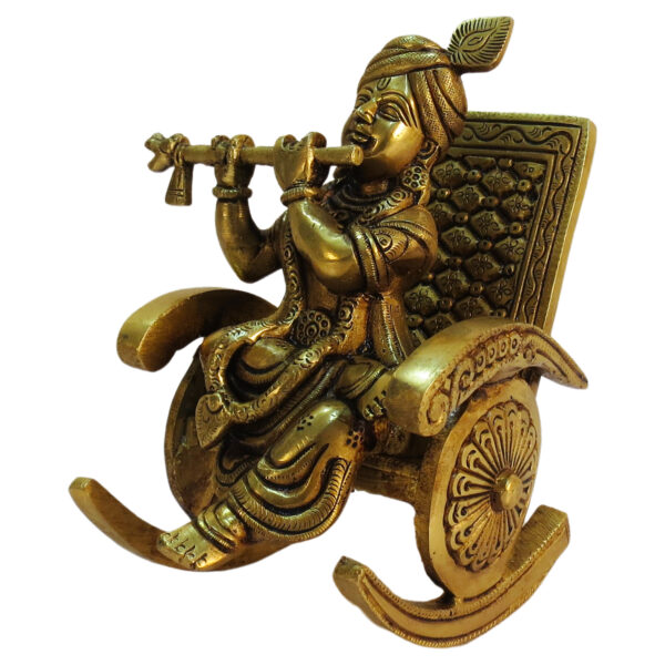 Brass KRISHNA ON ROOCKING CHAIR 6 Inch KBH09227