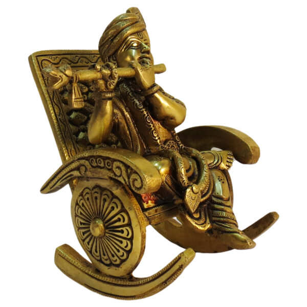 Brass KRISHNA ON ROOCKING CHAIR 6 Inch KBH09227