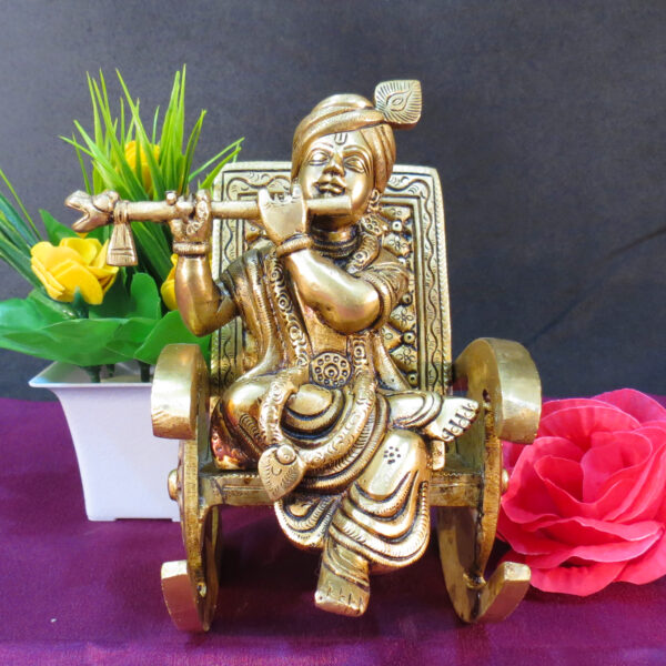 Brass KRISHNA ON ROOCKING CHAIR 6 Inch KBH09227