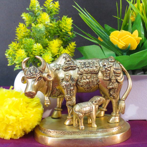 Brass Cow & Calf 3.2 Inch KBH09292