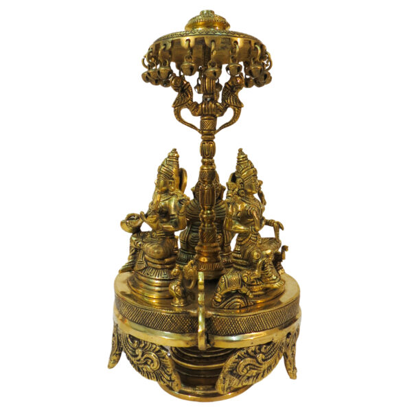 Brass Ganesh Laxmi Saraswati on 13.5 Inch KBH09323