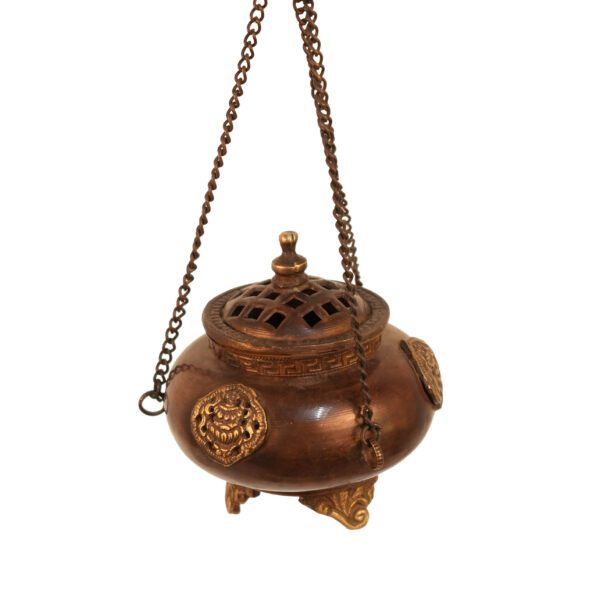 Copper & Brass Hanging Incense Burner 10 Inch KBH09662