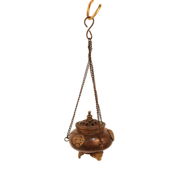 Copper & Brass Hanging Incense Burner 10 Inch KBH09662