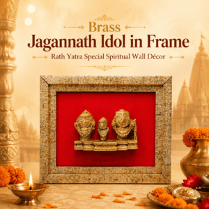 Brass Jagannath Idol in decorative frame wall hanging for home temple décor