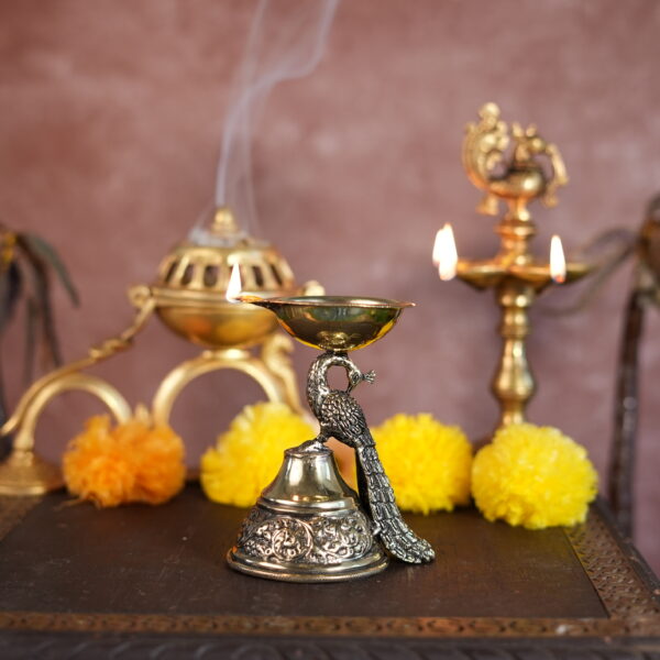 Brass Peacock Diya 4.3 Inch KBH09582