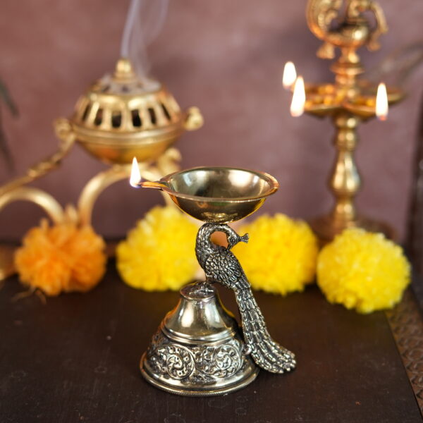 Brass Peacock Diya 4.3 Inch KBH09582