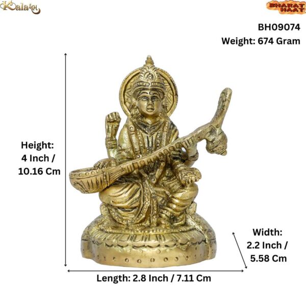 Brass Saraswati 4 Inch KBH09074