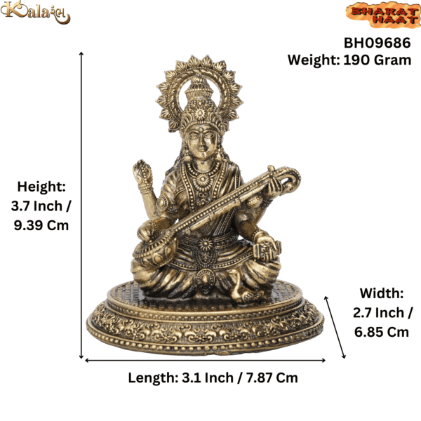 Brass Saraswati maa 3.7 Inch BH09686