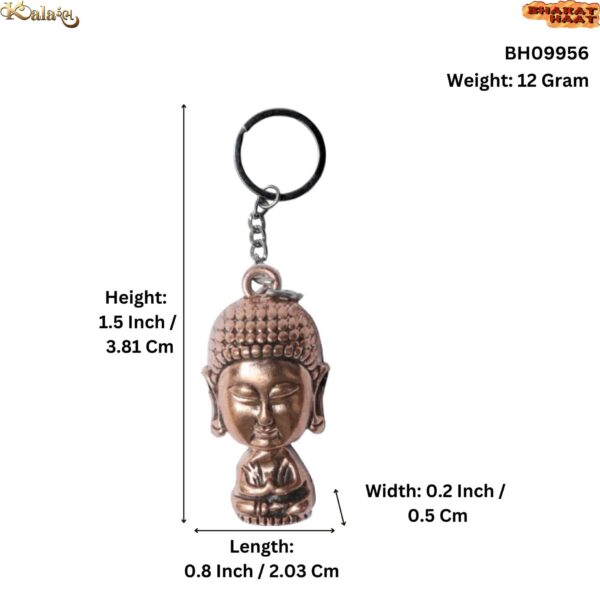 Brass Buddha KeyChain with Ring 1.5 Inch KBH09956