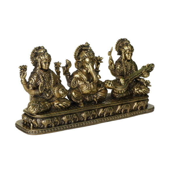 Brass Ganesha Laxmi Saraswati 3 Inch KBH10186