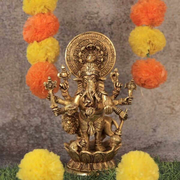 Brass drsati Ganesha 9 Inch KBH10264