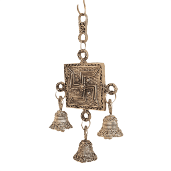 Brass Swastika Wall Hanging Bell 6.5 Inch KBH11246