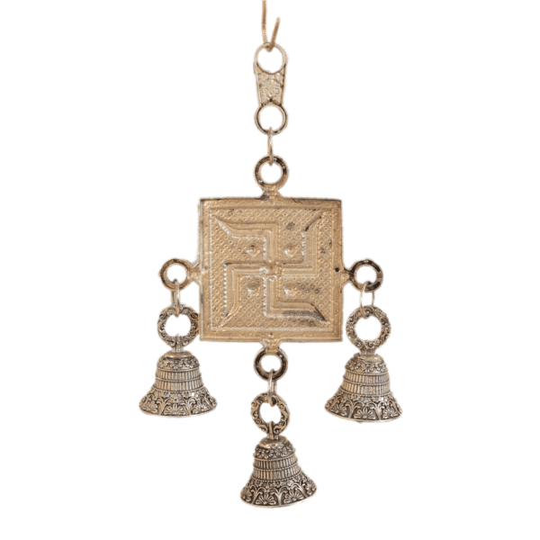 Brass Swastika Wall Hanging Bell 6.5 Inch KBH11246