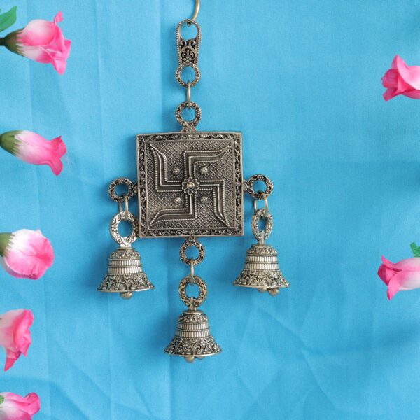 Brass Swastika Wall Hanging Bell 6.5 Inch KBH11246