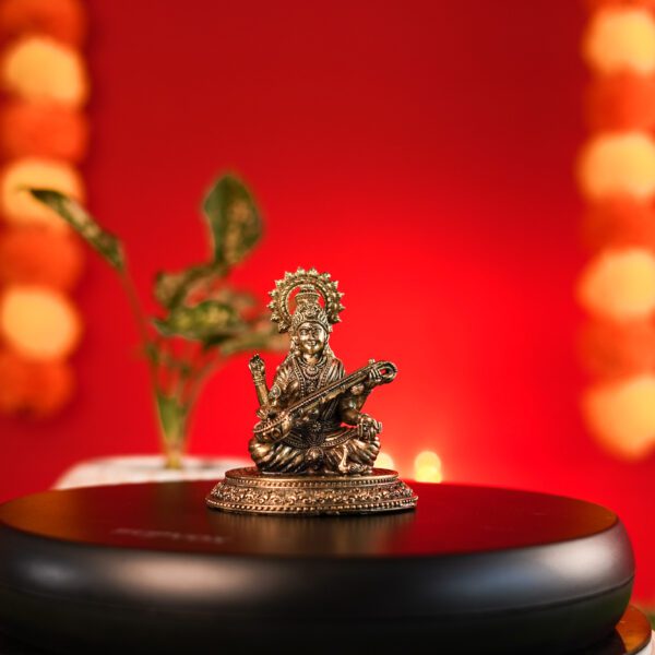 Brass Saraswati maa 3.7 Inch BH09686