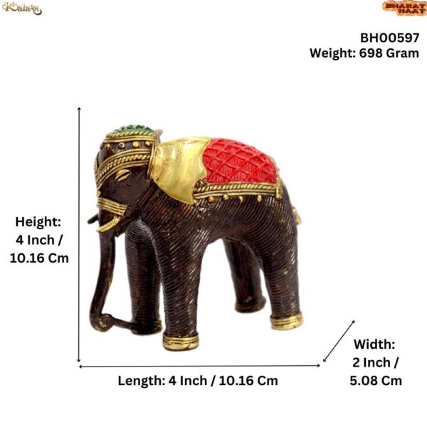 brass color paint work elephant bastar art 4 Inch KBH00597