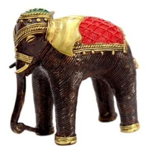 brass color paint work elephant bastar art 4 Inch KBH00597