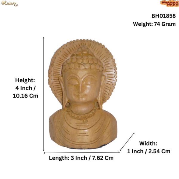 Wooden Buddha Half Mid 4 Inch KBH01858